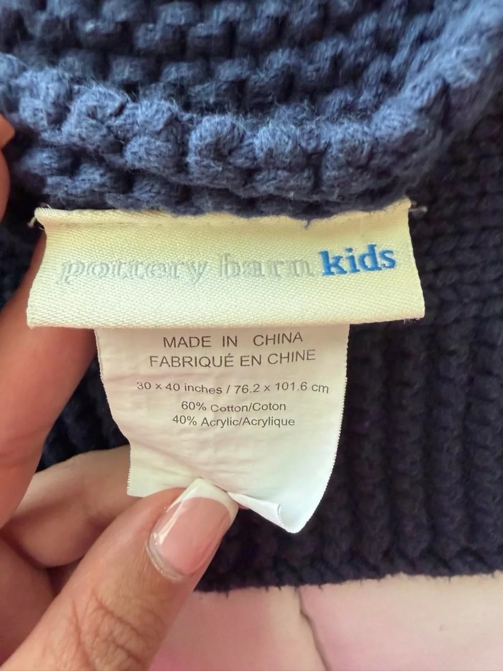 Pottery Barn Kids Navy Cable-Knit Crewneck Sweater